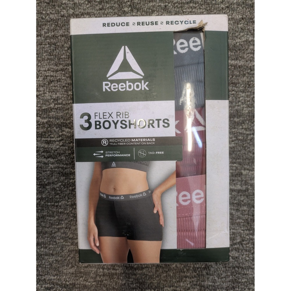 NEW Reebok Boyshorts Women's Small Assorted 3 Pack Flex‎ Rib Stretch